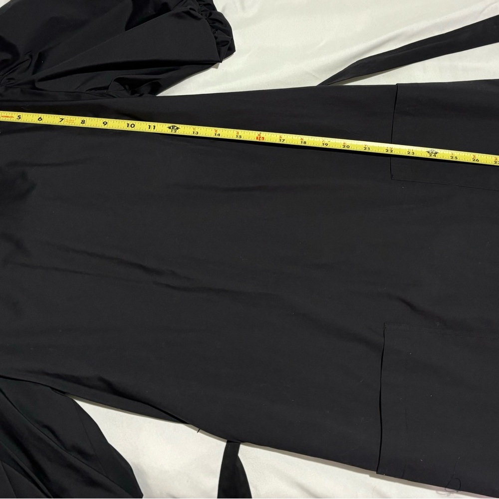 Frame Margot Mock Neck Balloon Sleeves Belted Black Mini Dress With Pockets NWOT - Picture 12 of 15